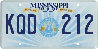 MS license plate KQD212