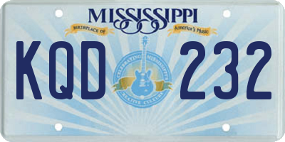 MS license plate KQD232