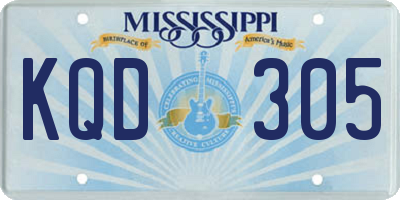 MS license plate KQD305