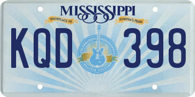 MS license plate KQD398