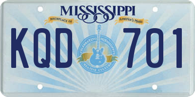 MS license plate KQD701
