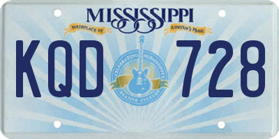 MS license plate KQD728