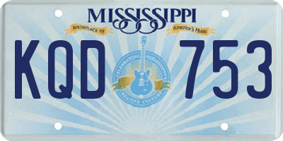 MS license plate KQD753