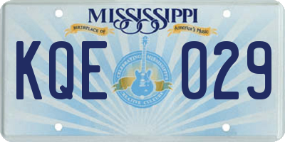 MS license plate KQE029