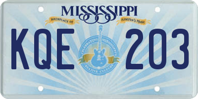 MS license plate KQE203