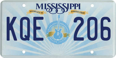 MS license plate KQE206