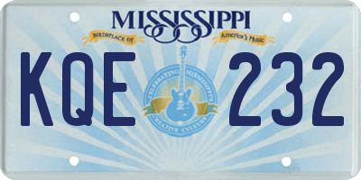 MS license plate KQE232
