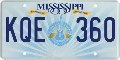 MS license plate KQE360