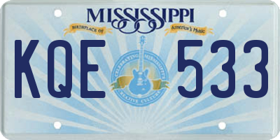 MS license plate KQE533
