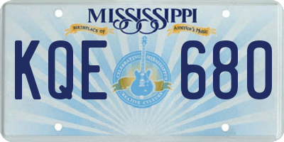 MS license plate KQE680