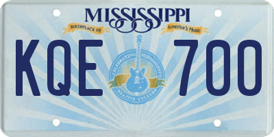 MS license plate KQE700