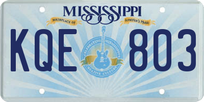 MS license plate KQE803