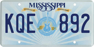 MS license plate KQE892