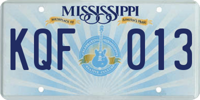 MS license plate KQF013