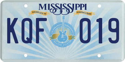 MS license plate KQF019