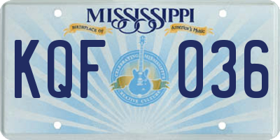 MS license plate KQF036