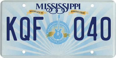 MS license plate KQF040