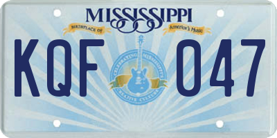 MS license plate KQF047