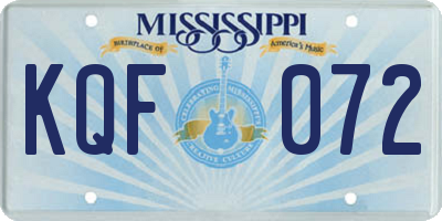 MS license plate KQF072