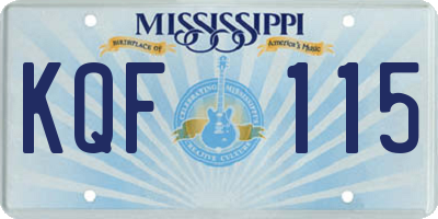 MS license plate KQF115
