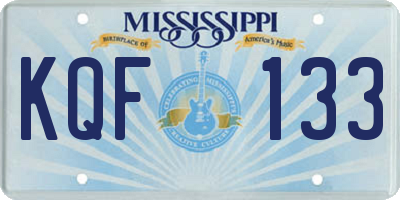 MS license plate KQF133