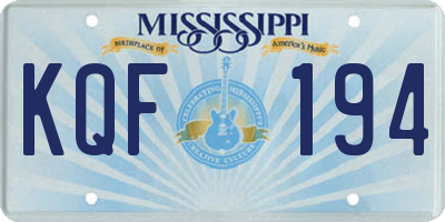 MS license plate KQF194