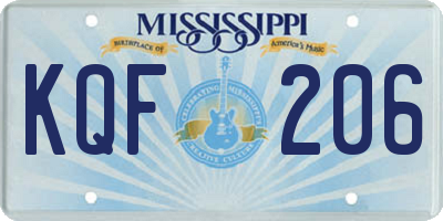 MS license plate KQF206