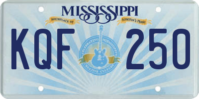 MS license plate KQF250