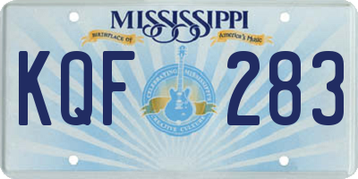 MS license plate KQF283