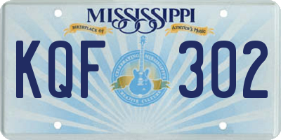 MS license plate KQF302