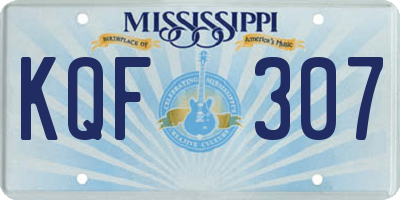 MS license plate KQF307