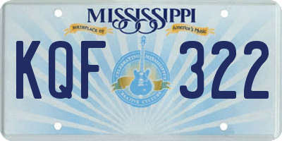MS license plate KQF322