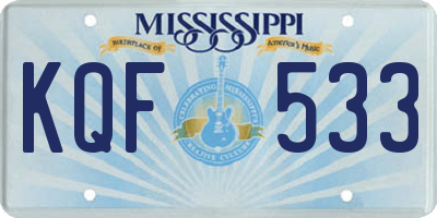 MS license plate KQF533