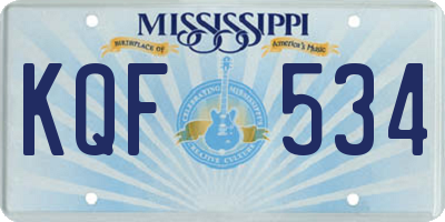 MS license plate KQF534