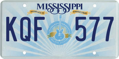 MS license plate KQF577