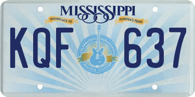 MS license plate KQF637
