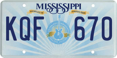 MS license plate KQF670