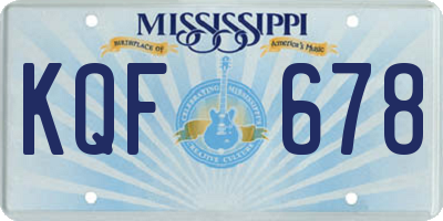MS license plate KQF678