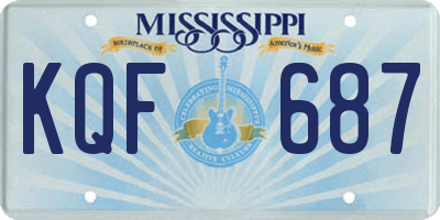 MS license plate KQF687