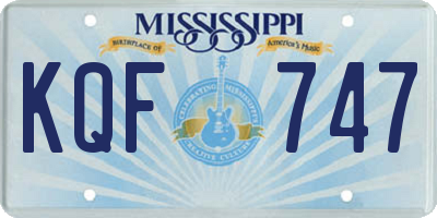 MS license plate KQF747