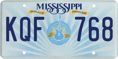MS license plate KQF768