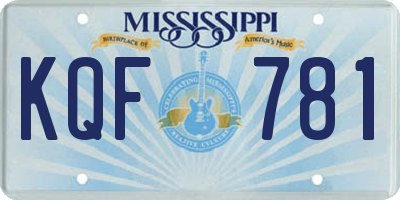 MS license plate KQF781