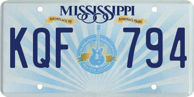 MS license plate KQF794