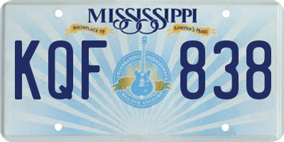 MS license plate KQF838