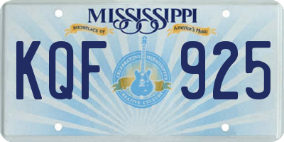 MS license plate KQF925