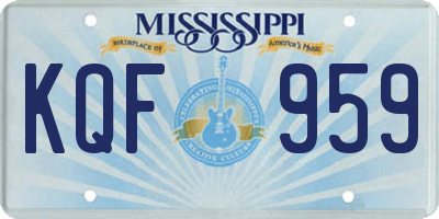 MS license plate KQF959