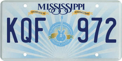 MS license plate KQF972
