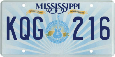 MS license plate KQG216