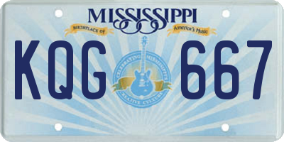 MS license plate KQG667