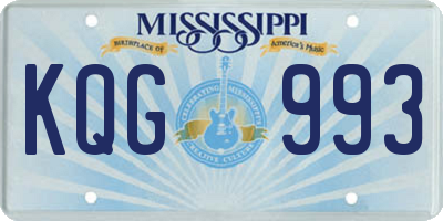 MS license plate KQG993